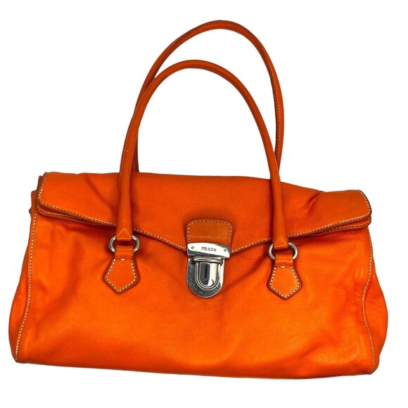 Authentic PRADA Easy Shoulder Bag Orange Leather Purse Vintage ($1,330)